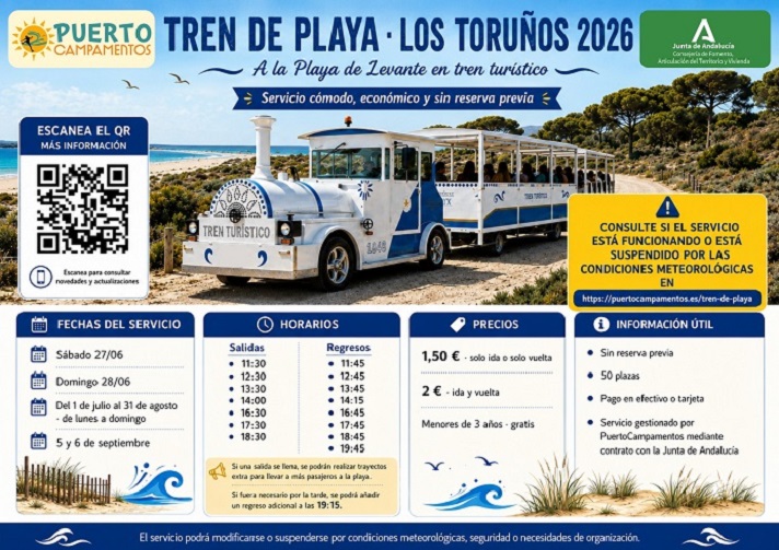 El Parque activa el servicio de tren para conectar la Casa de los Toruños con la Playa de Levante este verano